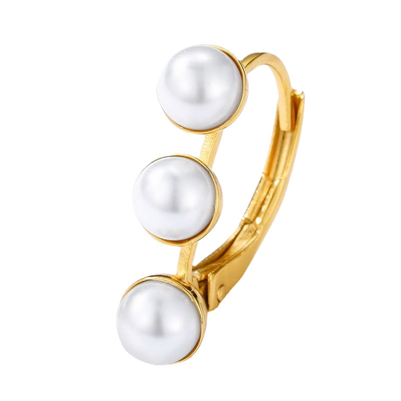 Clip On Hook 3 Pearl Earrings