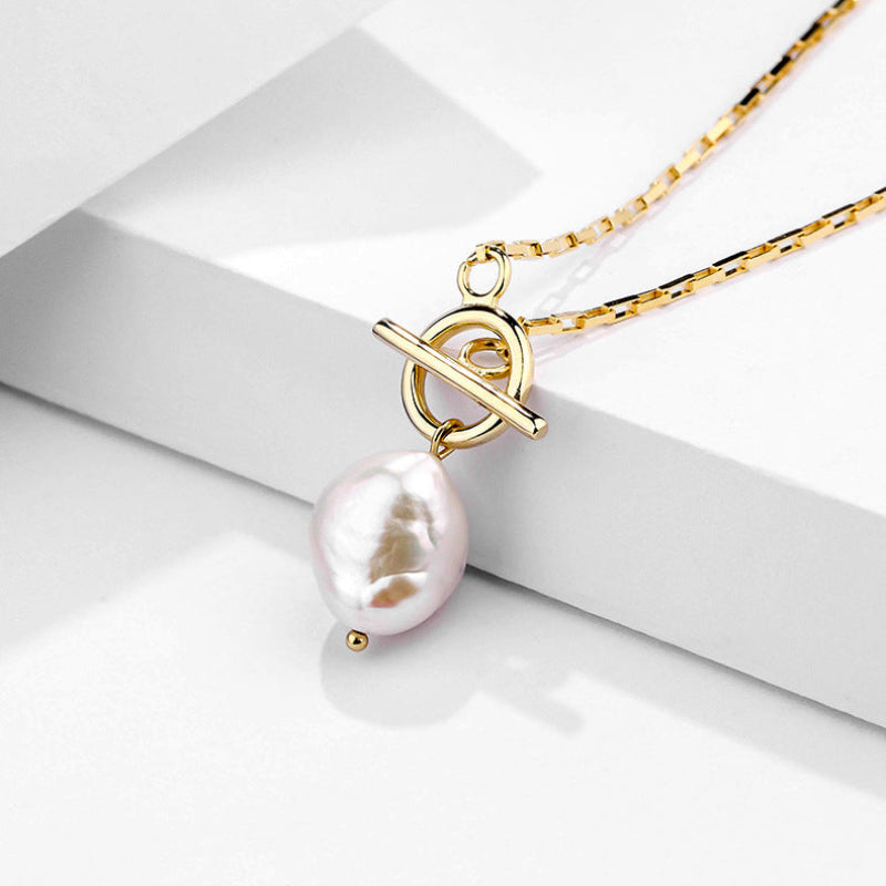 OT Clasp Hoop Pearl Pendant Necklace