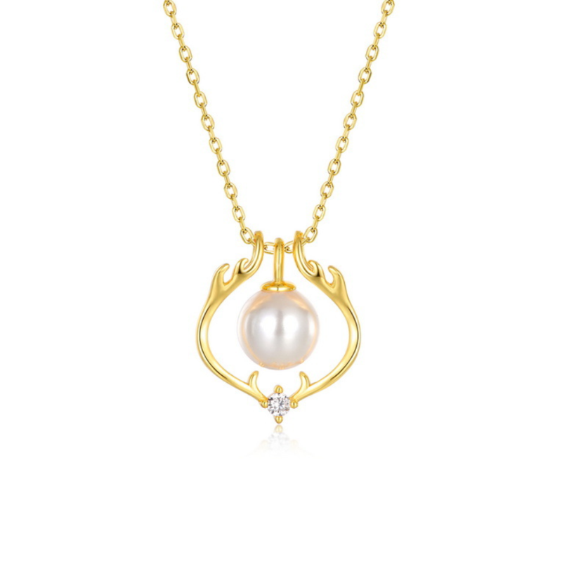 Antler and Floating Pearl Pendant