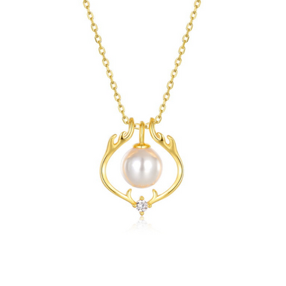 Antler and Floating Pearl Pendant