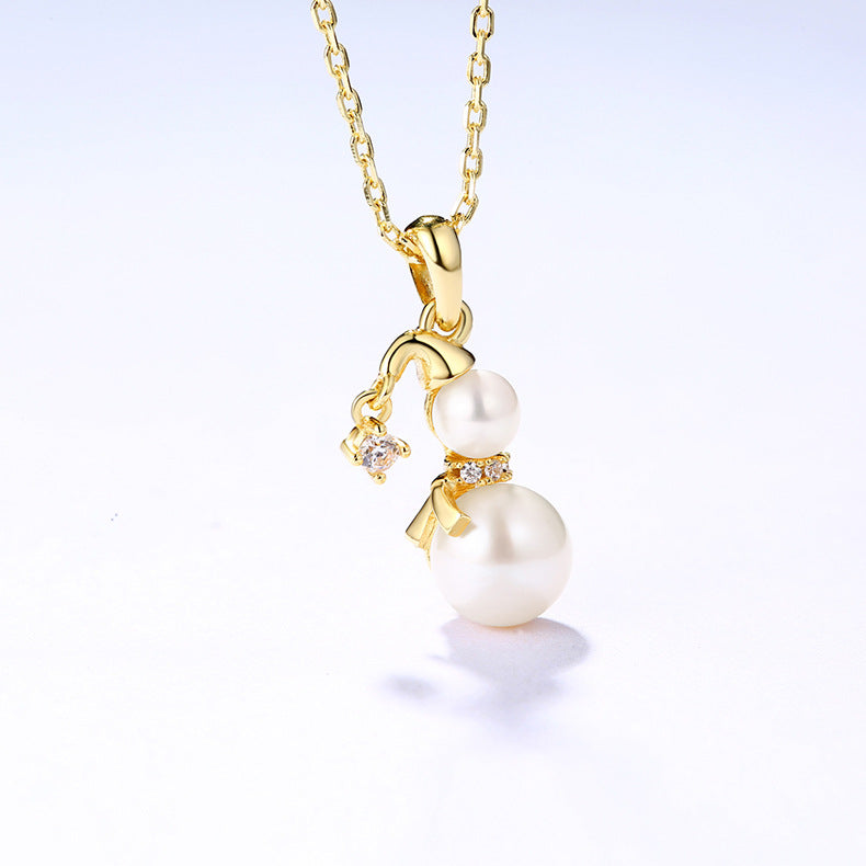 Christmas Gift Snowman Pearl Pendant