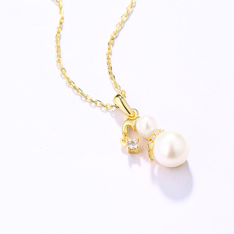 Christmas Gift Snowman Pearl Pendant