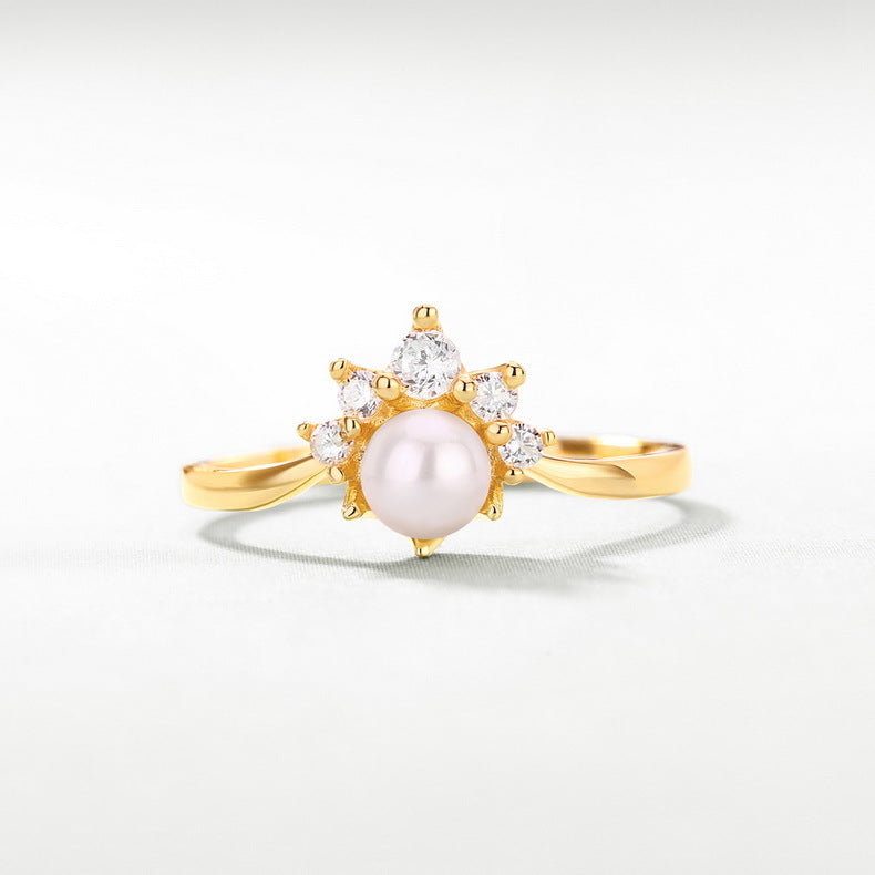 5mm Freshwater Pearl Crown Ring