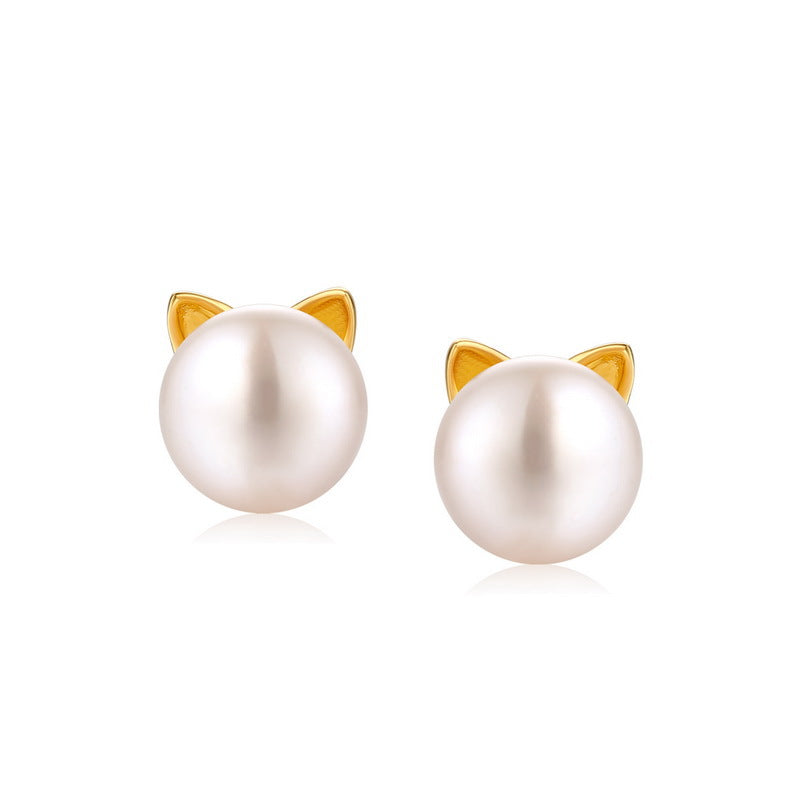 6mm Cat Ear Pearl Earrings