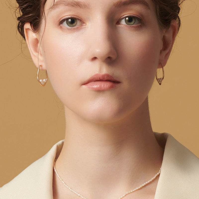 Geometry Clip On Pearl Earring