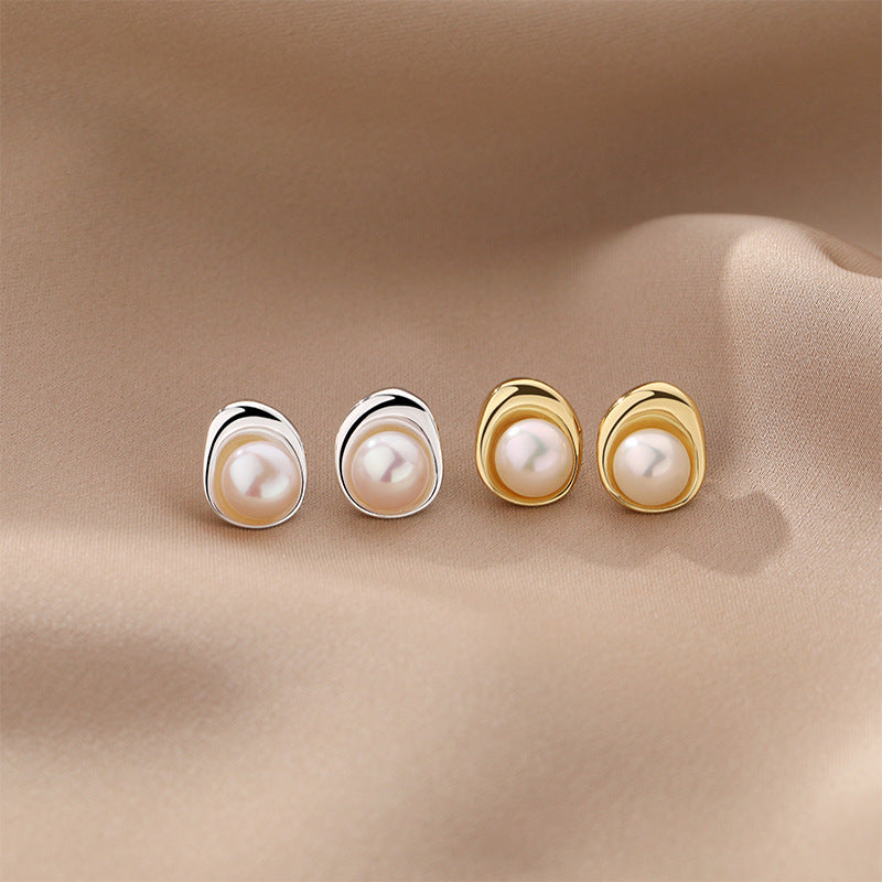 Sterling Silver 7.8mm Pearl Earrings