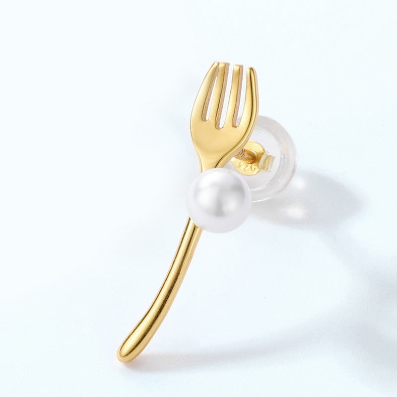 Fork And Spoon Pearl Earrings