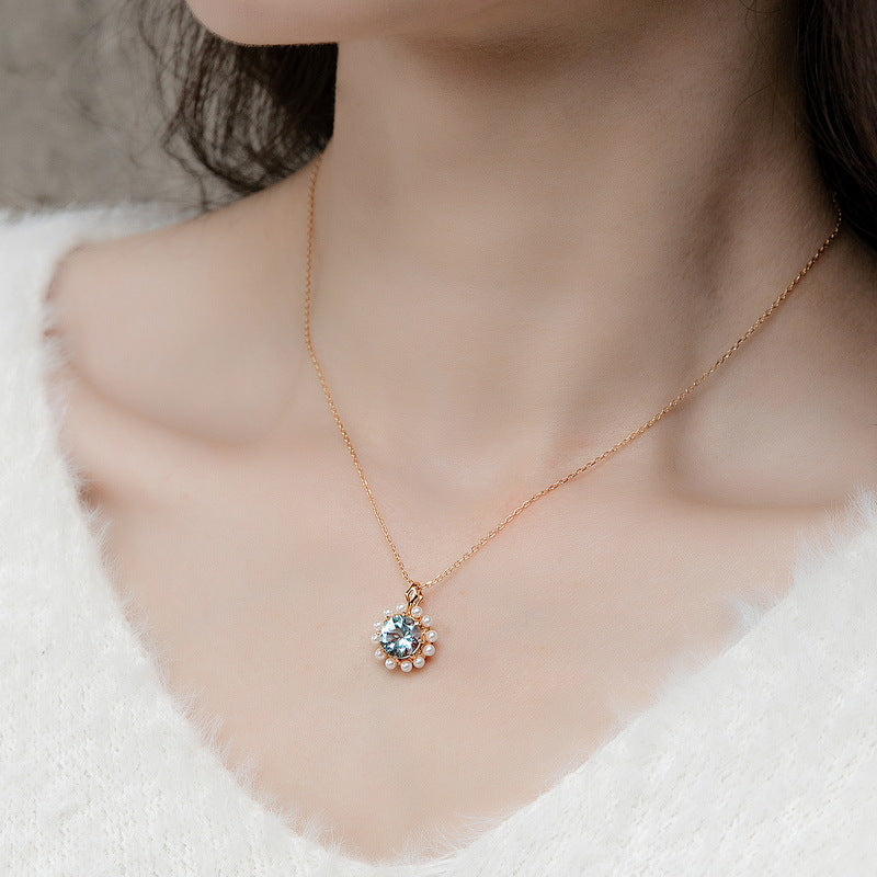 Pearl And Blue Topaz Pearl Pendant