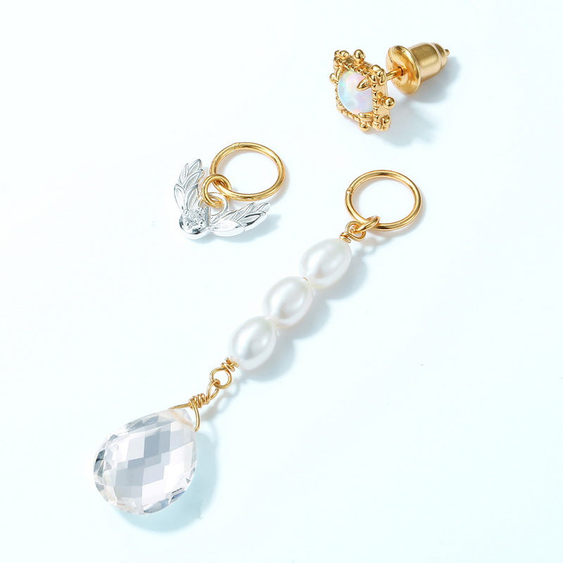 Detachable Pearl And Crystal Earrings