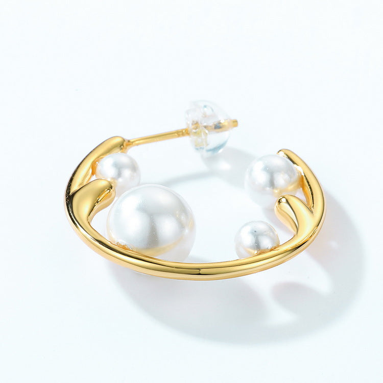 Christmas Elk Pearl Hoop Earring