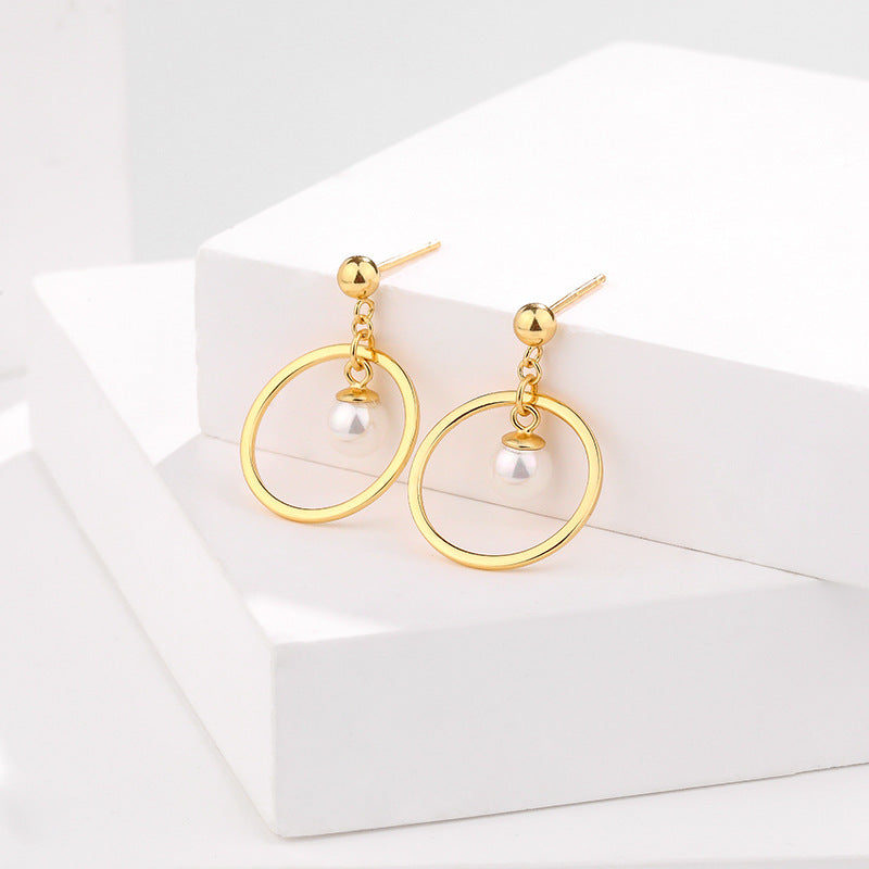 Gold Hoop And Pearl Earrings