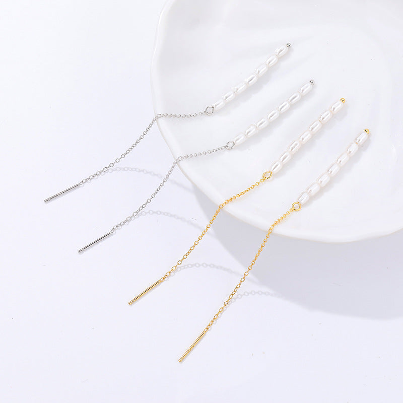 Rice Pearl Linear Earrings