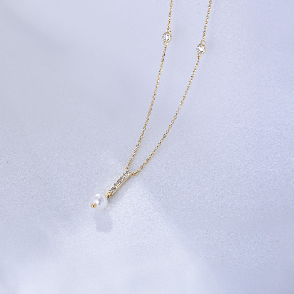 Zirconia Tassel Pearl Pendant Necklace