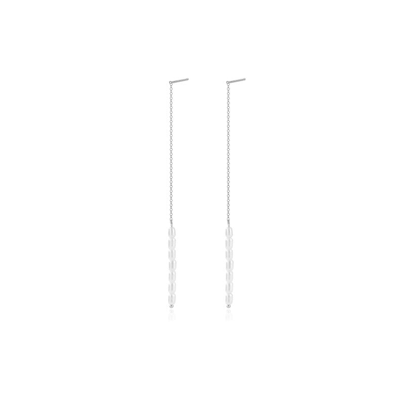 Rice Pearl Linear Earrings