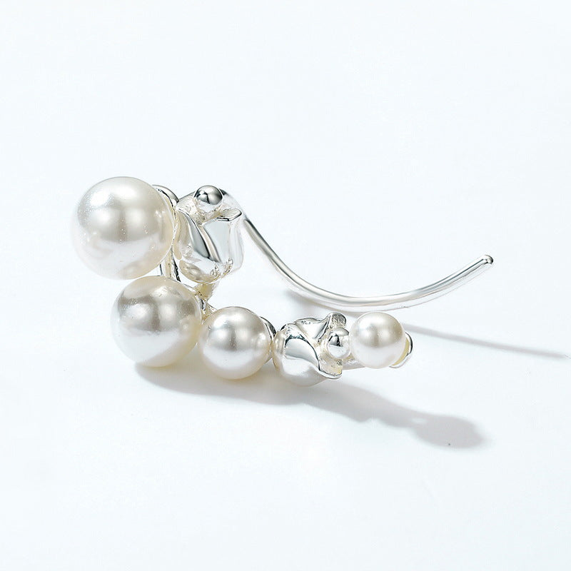 Sterling Silver Pearl Climber Earrings