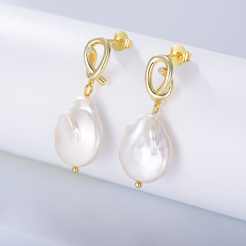 Baroque Pearl Flat Pearl Earrings