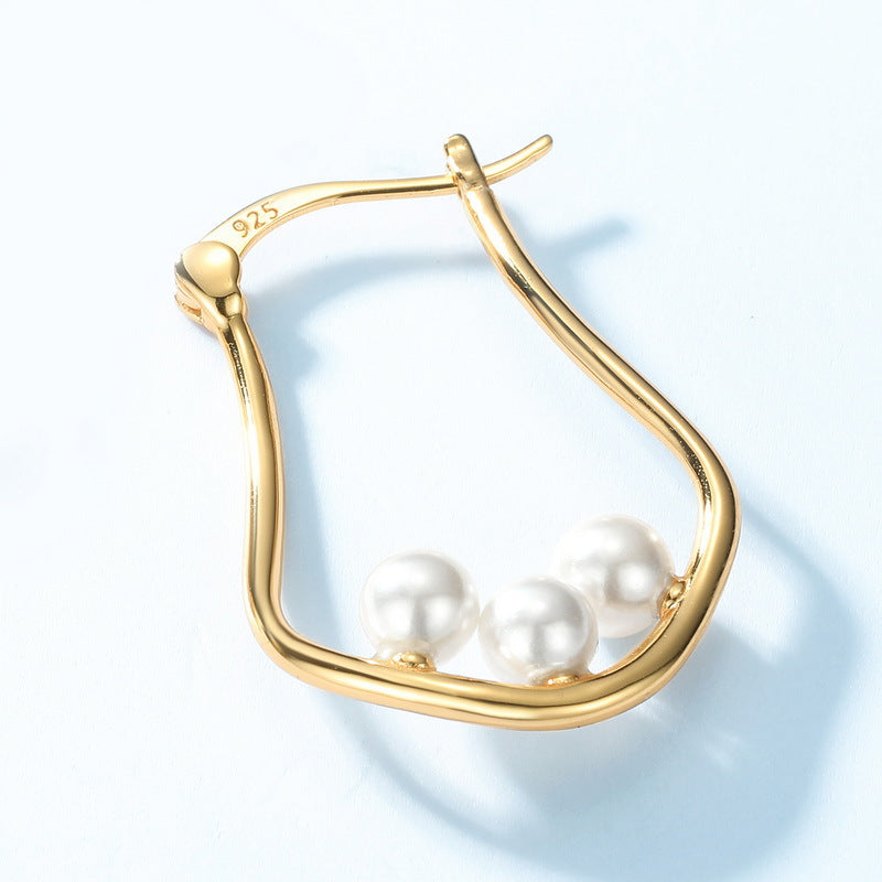 Geometry Clip On Pearl Earring