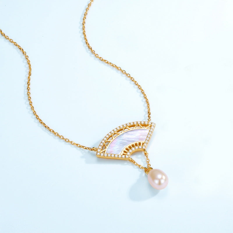 Fan Shape Mother Of Pearl Necklace