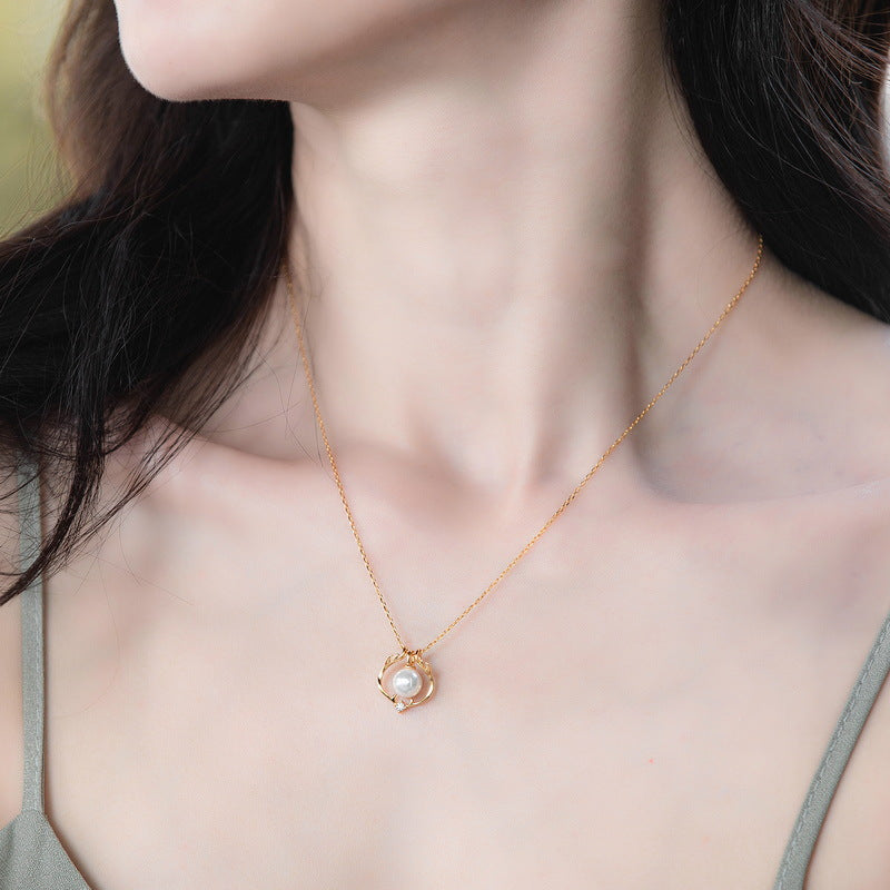 Antler and Floating Pearl Pendant
