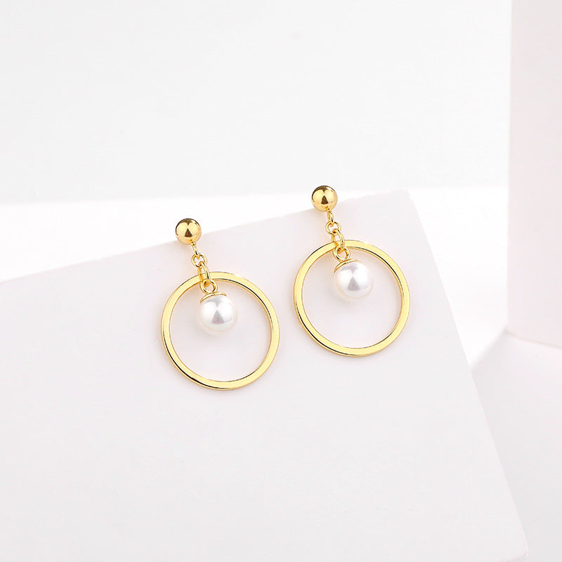 Gold Hoop And Pearl Earrings