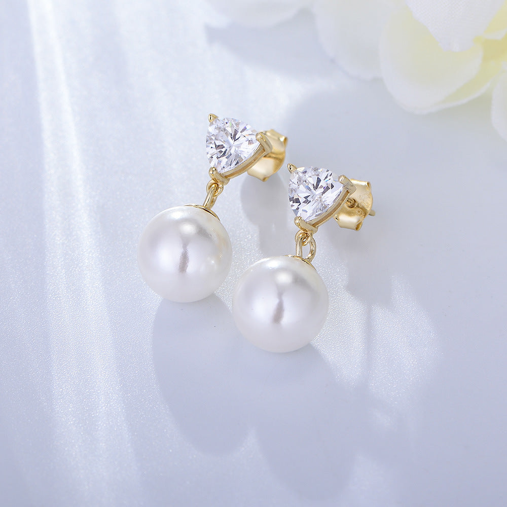 Dainty Heart Zircon Pearl Earring