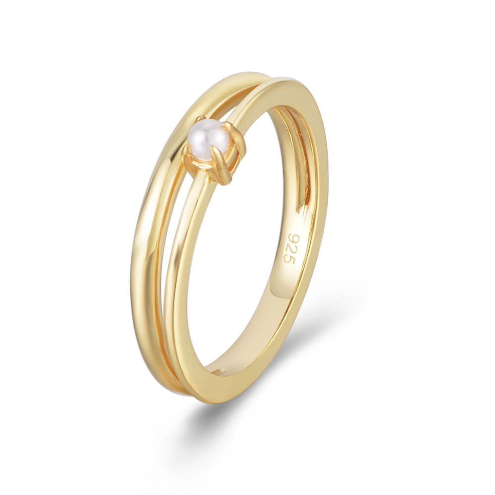 2 Layer Dainty Pearl Ring Gold