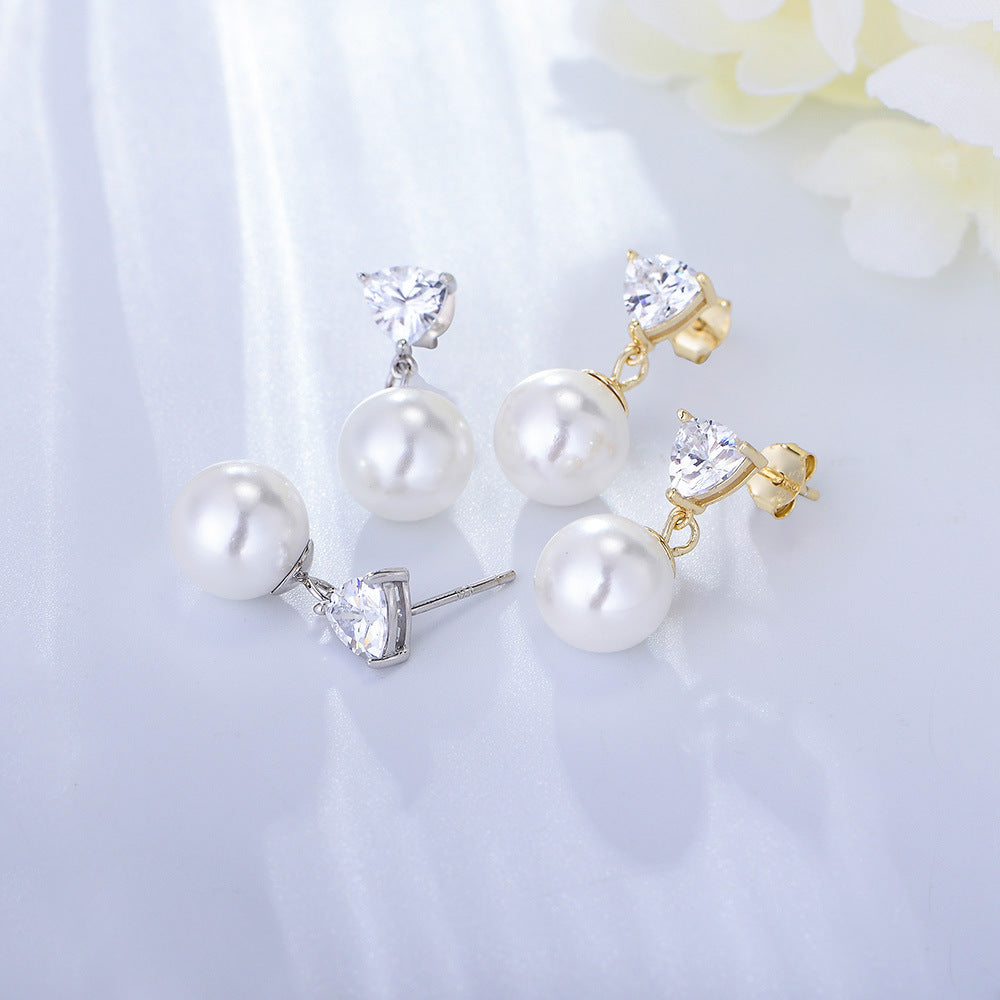 Dainty Heart Zircon Pearl Earring