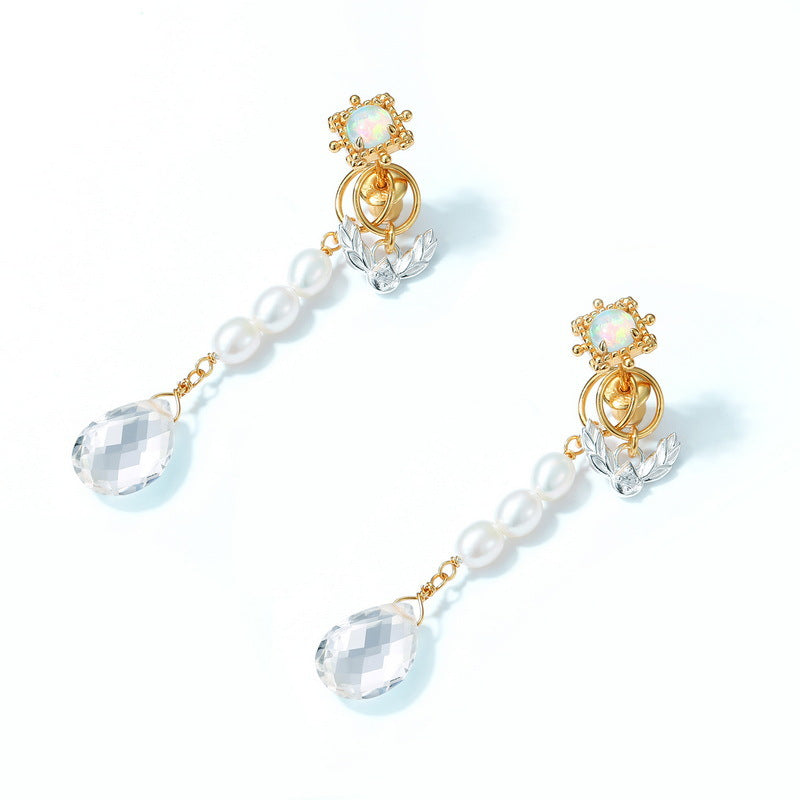 Detachable Pearl And Crystal Earrings