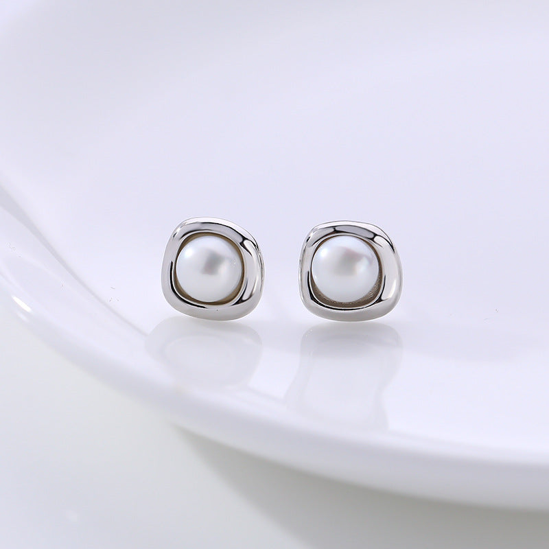 Pearl Stud Earrings With Enhancer