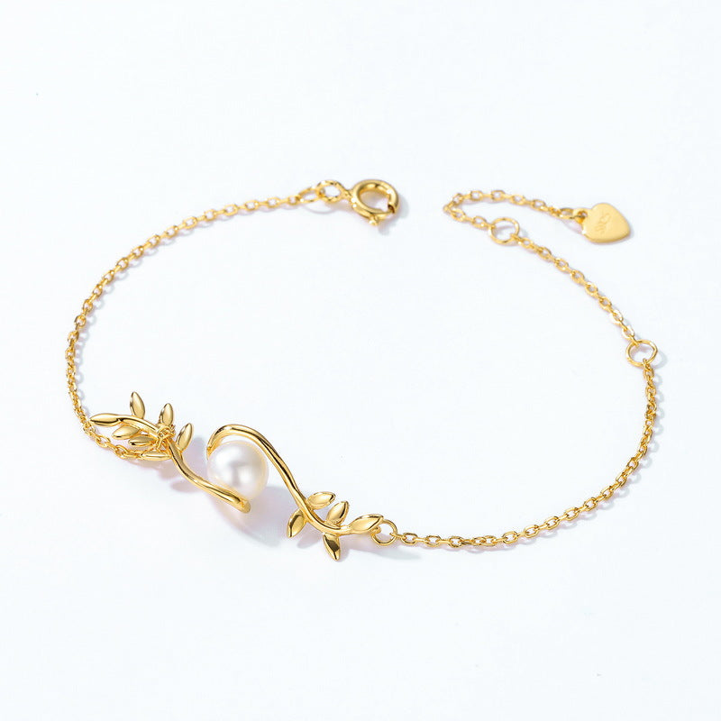 Olive Leaf Pearl Bracelet