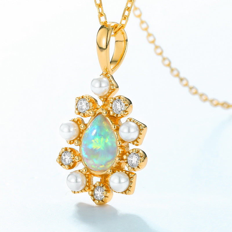 Teardrop Opal  With Pearl Pendant