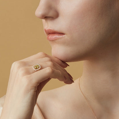 Natural Grade Stone Pearl Ring