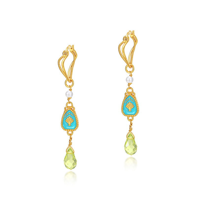 Pearl And Peridot Earrings