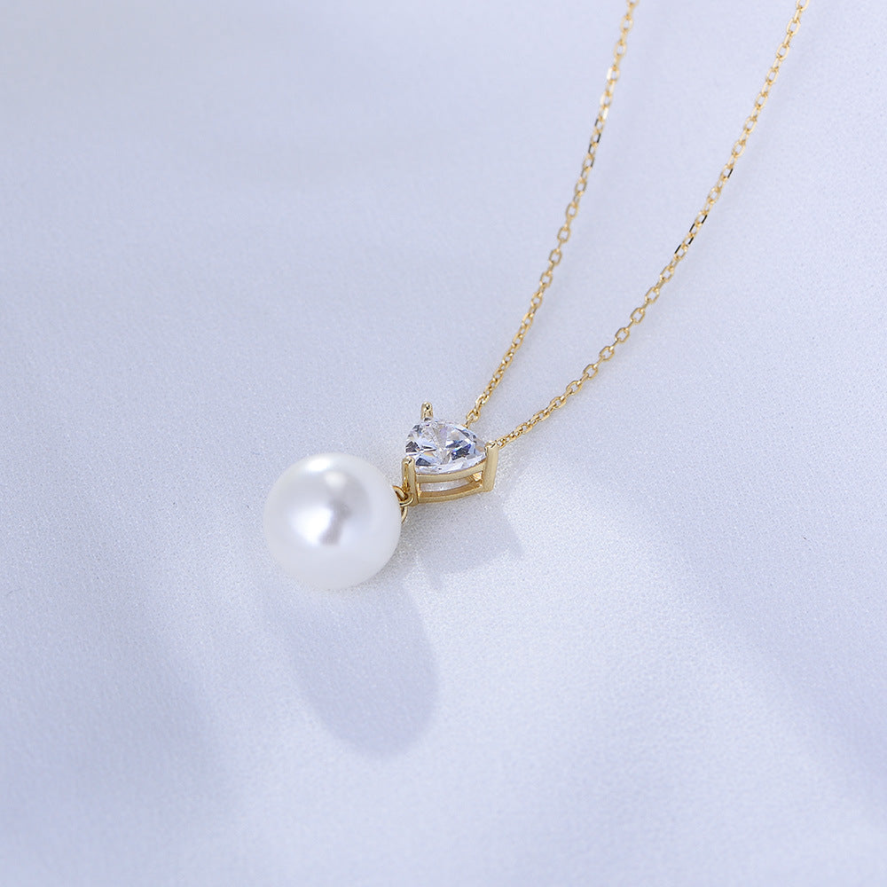 Diamond And Single Pearl Necklace