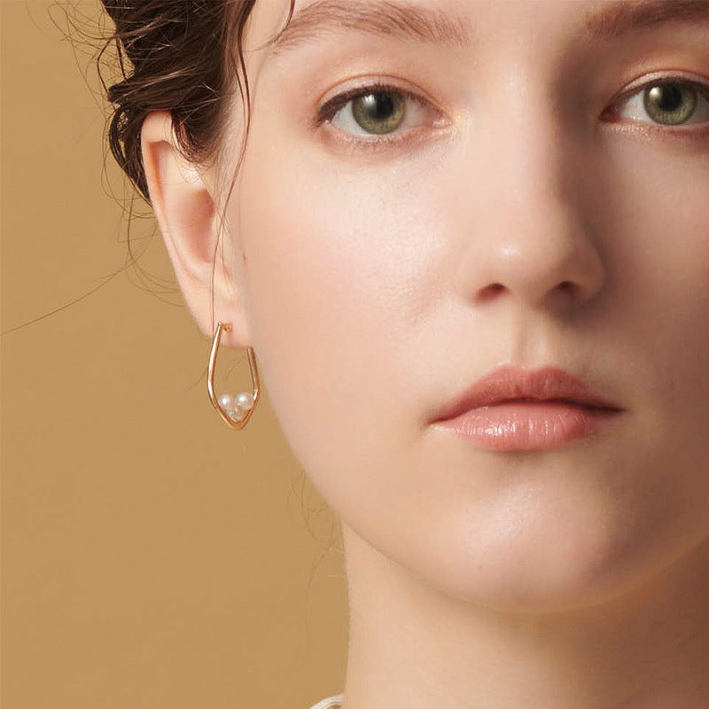 Geometry Clip On Pearl Earring