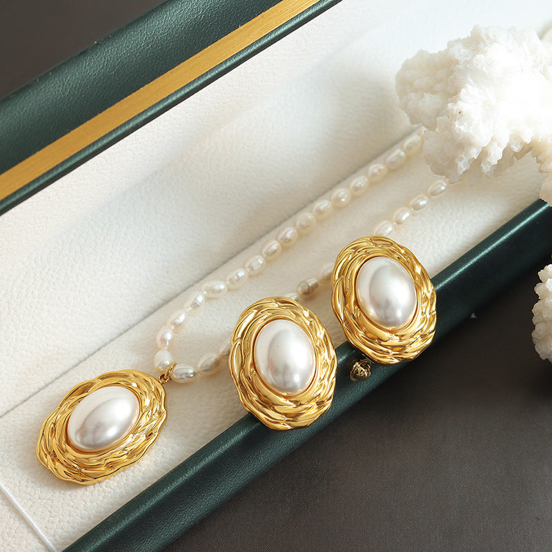 Vintage Pearl Necklace and Earring Set