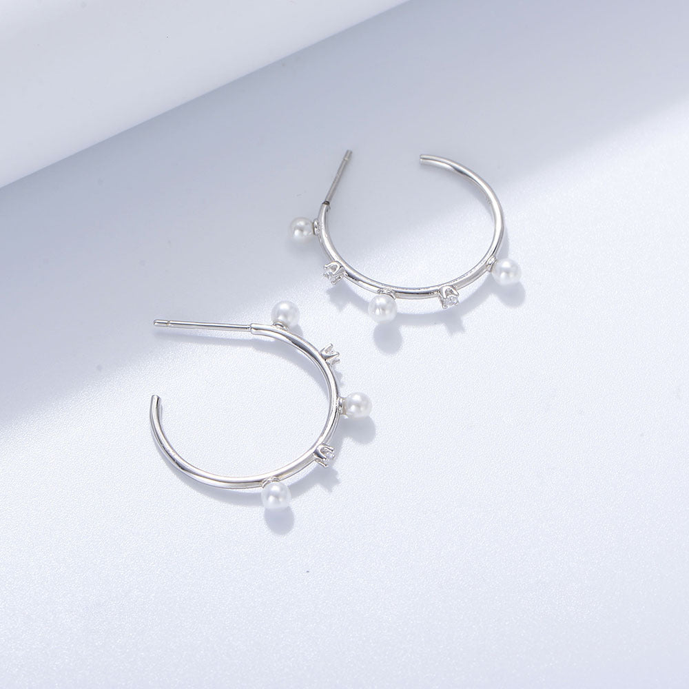 Unique Zircon Pearl Hoops Earring