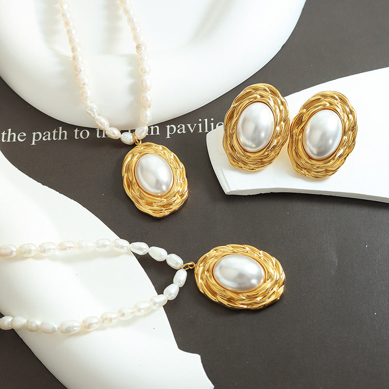 Vintage Pearl Necklace and Earring Set