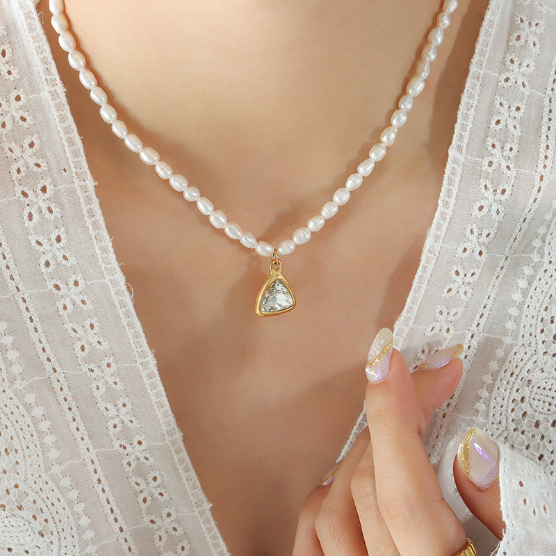 Crystal Triangle Pendant Necklace