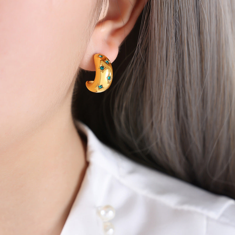 Pearl Drop Moon Earrings Series