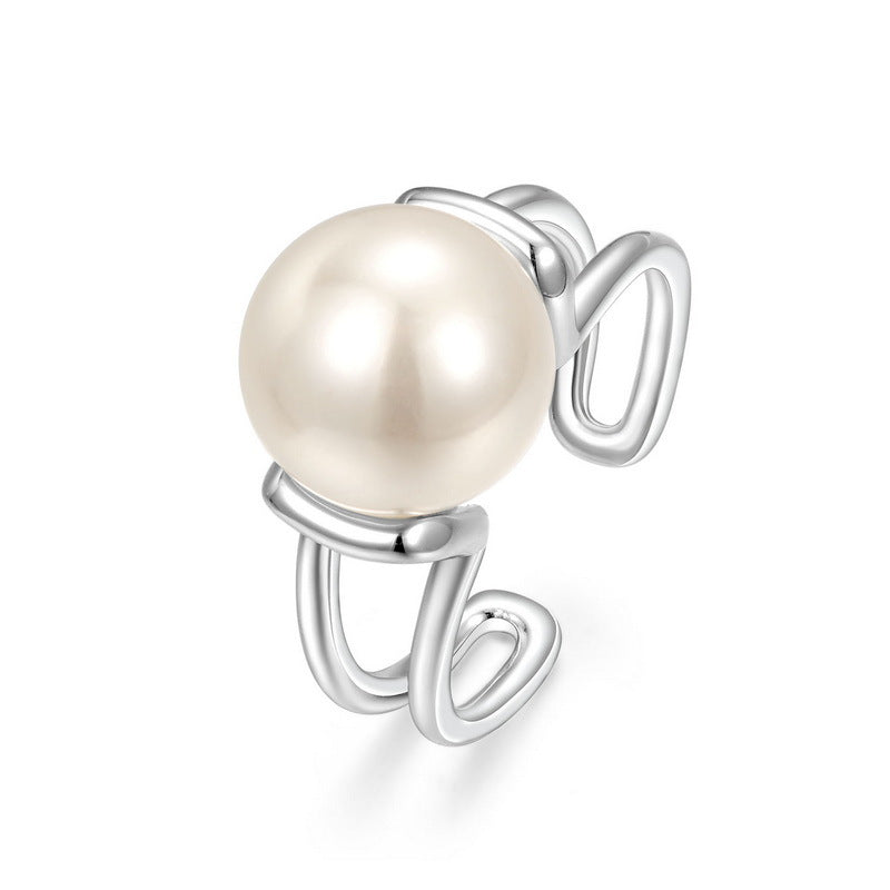 10mm Pearl Ring Silver Band