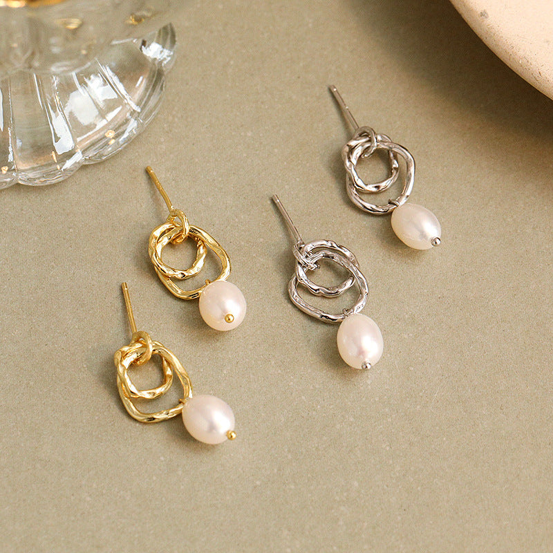 Double Hoop Pearl Earrings