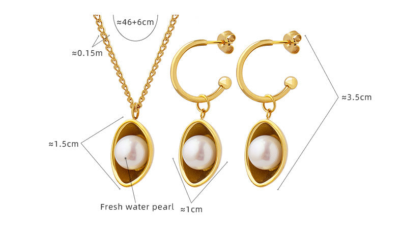 Pearl Pea Pod Pendant Necklace and Earring Set