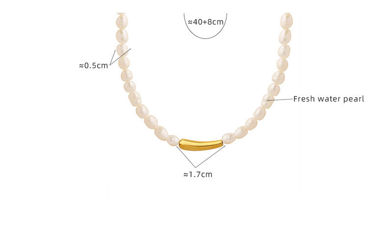 Gold Geometric Pendant Freshwater Pearl Necklace