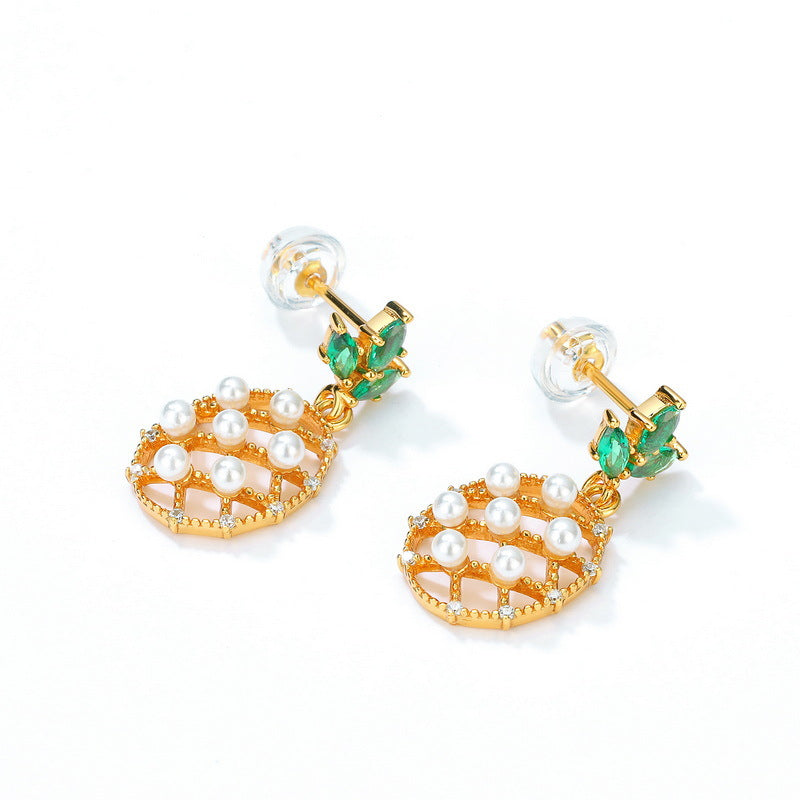 Pineapple Earrings With Pearls