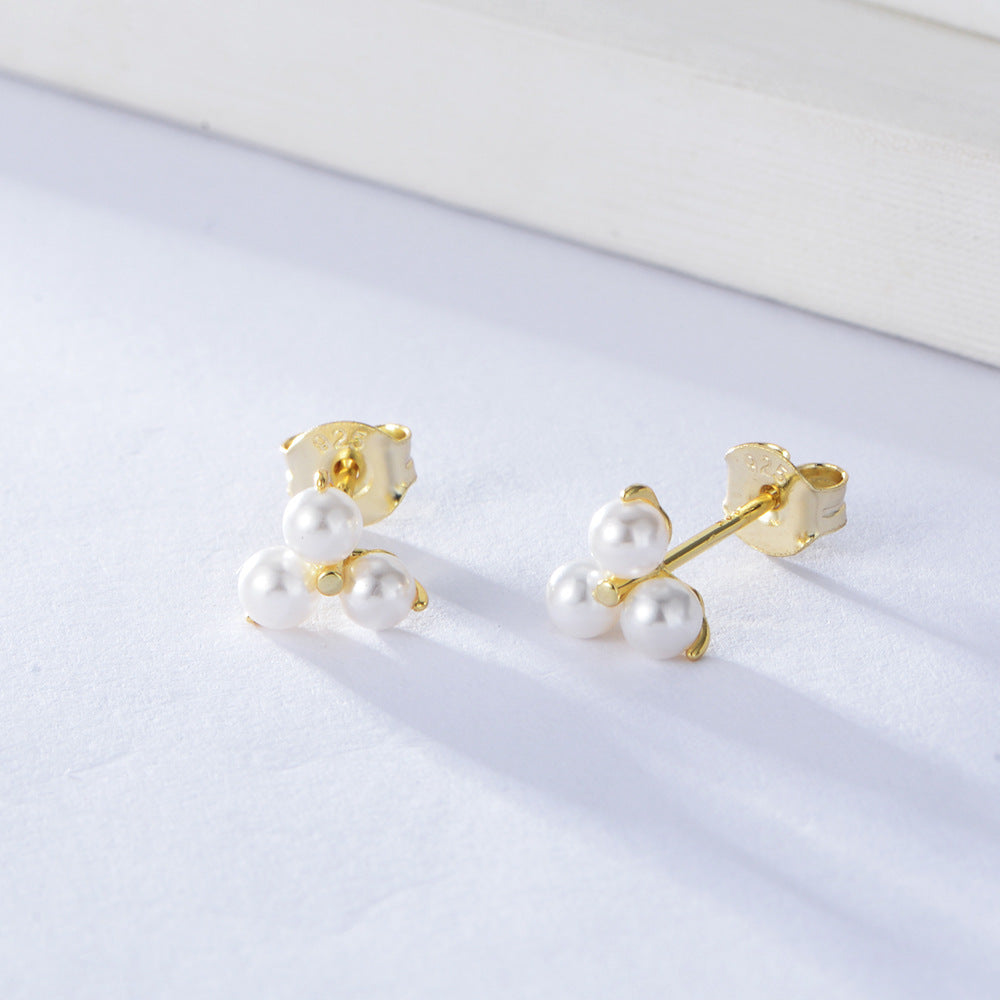 S925 Sterling Silver Pearl Earrings Stud