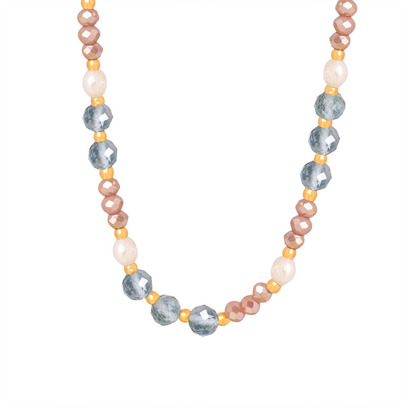 Bohemian Style Pearl Stone Glass Beaded Necklace