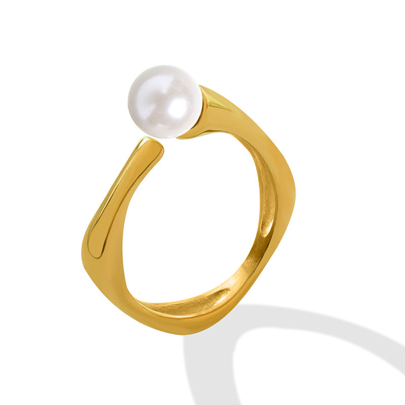 Simple Square Pearl Ring