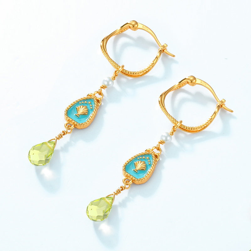 Pearl And Peridot Earrings