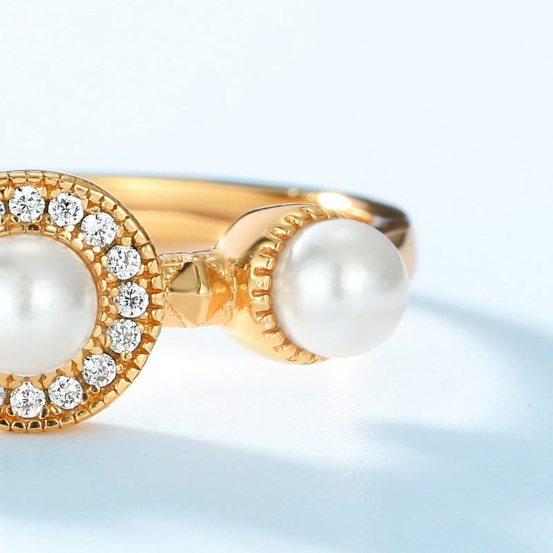 Zircon Diamond And Pearl Ring